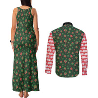 Go Jesus It's Your Birthday Christmas Couples Matching Tank Maxi Dress and Long Sleeve Button Shirt with Presents and Festive Pattern - Wonder Print Shop