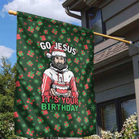 Go Jesus It's Your Birthday Christmas Garden Flag with Presents and Festive Pattern - Wonder Print Shop