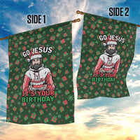 Go Jesus It's Your Birthday Christmas Garden Flag with Presents and Festive Pattern - Wonder Print Shop