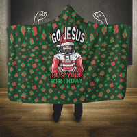Go Jesus It's Your Birthday Christmas Hooded Blanket with Presents and Festive Pattern - Wonder Print Shop