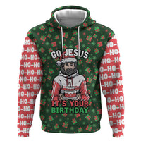 Go Jesus It's Your Birthday Christmas Hoodie with Presents and Festive Pattern - Wonder Print Shop