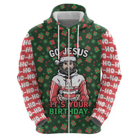 Go Jesus It's Your Birthday Christmas Hoodie with Presents and Festive Pattern - Wonder Print Shop