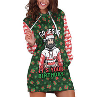 Go Jesus It's Your Birthday Christmas Hoodie Dress with Presents and Festive Pattern - Wonder Print Shop