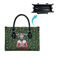Go Jesus It's Your Birthday Christmas Leather Bag with Presents and Festive Pattern - Wonder Print Shop