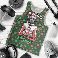 Go Jesus It's Your Birthday Christmas Men Tank Top with Presents and Festive Pattern - Wonder Print Shop