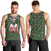 Go Jesus It's Your Birthday Christmas Men Tank Top with Presents and Festive Pattern - Wonder Print Shop