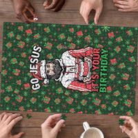 Go Jesus It's Your Birthday Christmas Puzzle with Presents and Festive Pattern - Wonder Print Shop