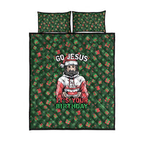 Go Jesus It's Your Birthday Christmas Quilt Bed Set with Presents and Festive Pattern - Wonder Print Shop