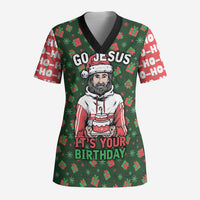 Go Jesus It's Your Birthday Christmas Scrub Top with Presents and Festive Pattern - Wonder Print Shop