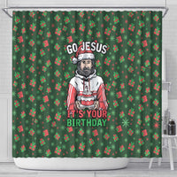 Go Jesus It's Your Birthday Christmas Shower Curtain with Presents and Festive Pattern - Wonder Print Shop
