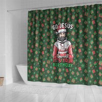 Go Jesus It's Your Birthday Christmas Shower Curtain with Presents and Festive Pattern - Wonder Print Shop