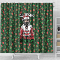 Go Jesus It's Your Birthday Christmas Shower Curtain with Presents and Festive Pattern - Wonder Print Shop