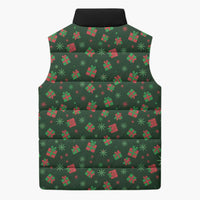 Go Jesus It's Your Birthday Christmas Sleeveless Puffer Jacket with Presents and Festive Pattern - Wonder Print Shop