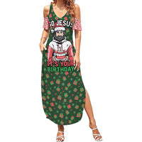 Go Jesus It's Your Birthday Christmas Summer Maxi Dress with Presents and Festive Pattern - Wonder Print Shop