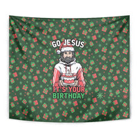 Go Jesus It's Your Birthday Christmas Tapestry with Presents and Festive Pattern - Wonder Print Shop