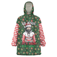 Go Jesus It's Your Birthday Christmas Wearable Blanket Hoodie with Presents and Festive Pattern - Wonder Print Shop
