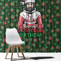 Go Jesus It's Your Birthday Christmas Window Curtain with Presents and Festive Pattern - Wonder Print Shop
