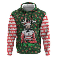 Go Jesus It's Your Birthday Christmas Zip Hoodie with Presents and Festive Pattern - Wonder Print Shop