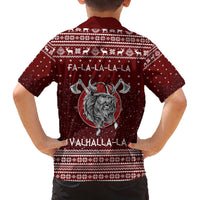 Vikings Fa La La La Christmas Family Matching Off The Shoulder Long Sleeve Dress and Hawaiian Shirt Xmas Holiday Patterns - Wonder Print Shop
