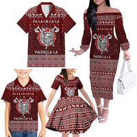 Vikings Fa La La La Christmas Family Matching Off The Shoulder Long Sleeve Dress and Hawaiian Shirt Xmas Holiday Patterns - Wonder Print Shop