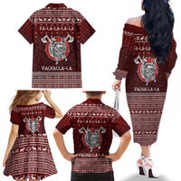 Vikings Fa La La La Christmas Family Matching Off The Shoulder Long Sleeve Dress and Hawaiian Shirt Xmas Holiday Patterns - Wonder Print Shop