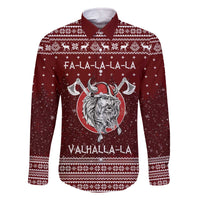 Vikings Fa La La La Christmas Family Matching Off The Shoulder Long Sleeve Dress and Hawaiian Shirt Xmas Holiday Patterns - Wonder Print Shop