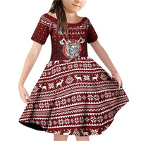 Vikings Fa La La La Christmas Family Matching Off Shoulder Short Dress and Hawaiian Shirt Xmas Holiday Patterns - Wonder Print Shop