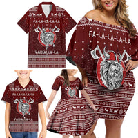 Vikings Fa La La La Christmas Family Matching Off Shoulder Short Dress and Hawaiian Shirt Xmas Holiday Patterns - Wonder Print Shop