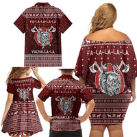 Vikings Fa La La La Christmas Family Matching Off Shoulder Short Dress and Hawaiian Shirt Xmas Holiday Patterns - Wonder Print Shop