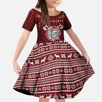 Vikings Fa La La La Christmas Kid Short Sleeve Dress Xmas Holiday Patterns - Wonder Print Shop