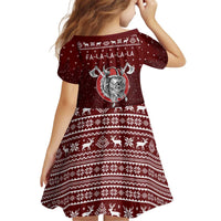 Vikings Fa La La La Christmas Kid Short Sleeve Dress Xmas Holiday Patterns - Wonder Print Shop