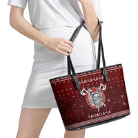 Vikings Fa La La La Christmas Leather Tote Bag Xmas Holiday Patterns - Wonder Print Shop