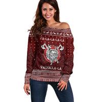 Vikings Fa La La La Christmas Off Shoulder Sweater Xmas Holiday Patterns - Wonder Print Shop