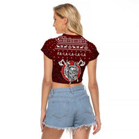Vikings Fa La La La Christmas Raglan Cropped T Shirt Xmas Holiday Patterns - Wonder Print Shop