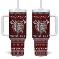 Vikings Fa La La La Christmas Tumbler With Handle Xmas Holiday Patterns - Wonder Print Shop
