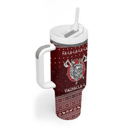 Vikings Fa La La La Christmas Tumbler With Handle Xmas Holiday Patterns - Wonder Print Shop