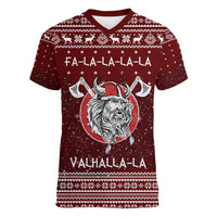 Vikings Fa La La La Christmas Women V-Neck T-Shirt Xmas Holiday Patterns - Wonder Print Shop