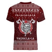 Vikings Fa La La La Christmas Women V-Neck T-Shirt Xmas Holiday Patterns - Wonder Print Shop
