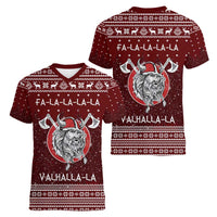 Vikings Fa La La La Christmas Women V-Neck T-Shirt Xmas Holiday Patterns - Wonder Print Shop