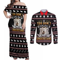 West Highland White Terrier Christmas Couples Matching Off Shoulder Maxi Dress and Long Sleeve Button Shirt Xmas Holiday Patterns - Wonder Print Shop