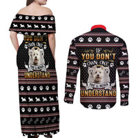 West Highland White Terrier Christmas Couples Matching Off Shoulder Maxi Dress and Long Sleeve Button Shirt Xmas Holiday Patterns - Wonder Print Shop