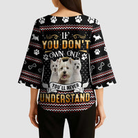 West Highland White Terrier Christmas Kimono Sleeve Blouse Xmas Holiday Patterns - Wonder Print Shop