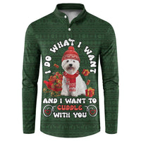 West Highland White Terrier Christmas Button Sweatshirt Xmas Holiday Patterns - Wonder Print Shop