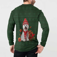 West Highland White Terrier Christmas Button Sweatshirt Xmas Holiday Patterns - Wonder Print Shop