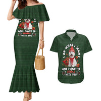 West Highland White Terrier Christmas Couples Matching Mermaid Dress and Hawaiian Shirt Xmas Holiday Patterns - Wonder Print Shop