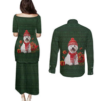 West Highland White Terrier Christmas Couples Matching Puletasi and Long Sleeve Button Shirt Xmas Holiday Patterns - Wonder Print Shop