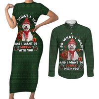 West Highland White Terrier Christmas Couples Matching Short Sleeve Bodycon Dress and Long Sleeve Button Shirt Xmas Holiday Patterns - Wonder Print Shop