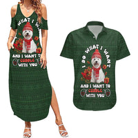 West Highland White Terrier Christmas Couples Matching Summer Maxi Dress and Hawaiian Shirt Xmas Holiday Patterns - Wonder Print Shop