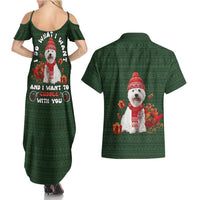 West Highland White Terrier Christmas Couples Matching Summer Maxi Dress and Hawaiian Shirt Xmas Holiday Patterns - Wonder Print Shop