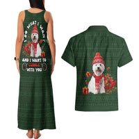 West Highland White Terrier Christmas Couples Matching Tank Maxi Dress and Hawaiian Shirt Xmas Holiday Patterns - Wonder Print Shop